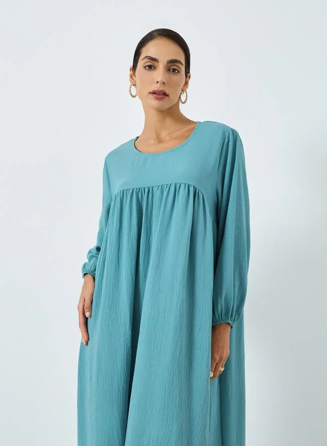 Take Two Women Teal Pleated Detail Jalabiya